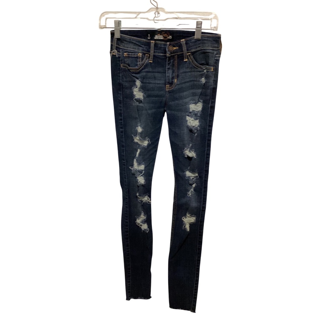 Hollister Super Skinny Jeans Distressed Ripped Dark Wash Women's Size 1